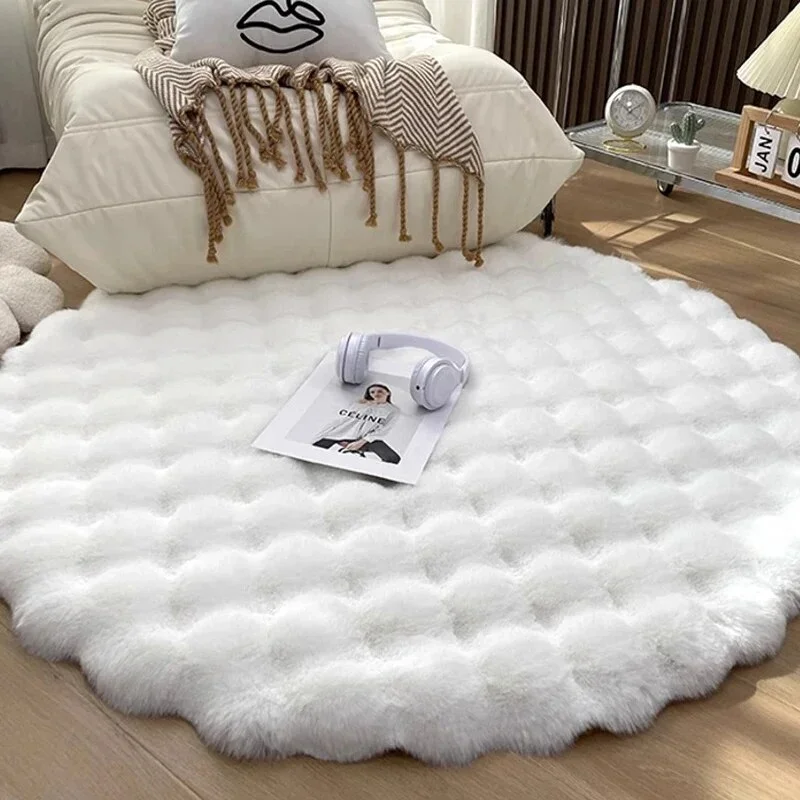 Nigikala Round Carpets for Living Room Plush Floor Mat Soft Area Rugs Bedroom Bedside Fluffy Rug Shaggy Carpet Room Decor
