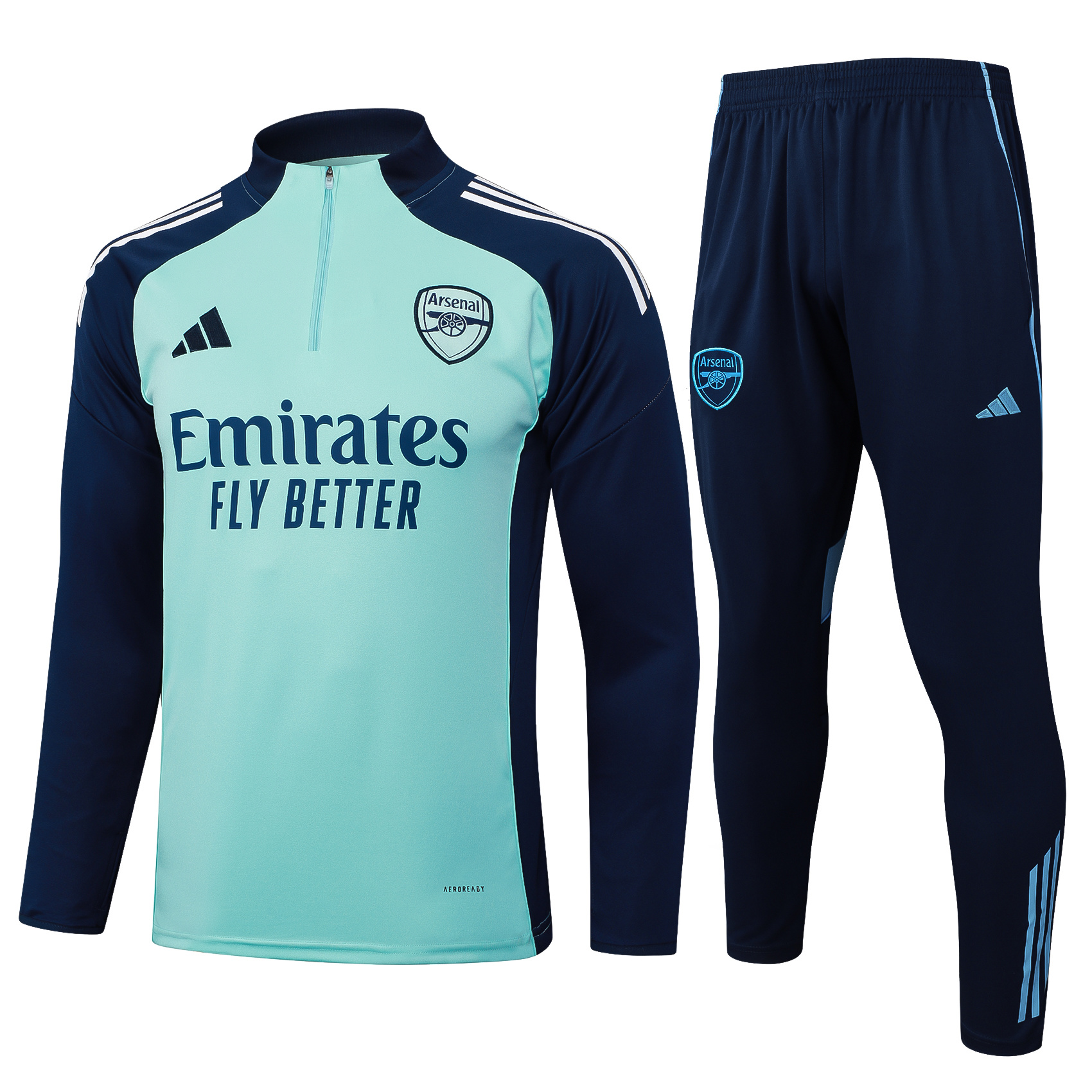 25/26 Arsenal Half-Pull Light Blue Training Suit Jersey Set Thai Quality