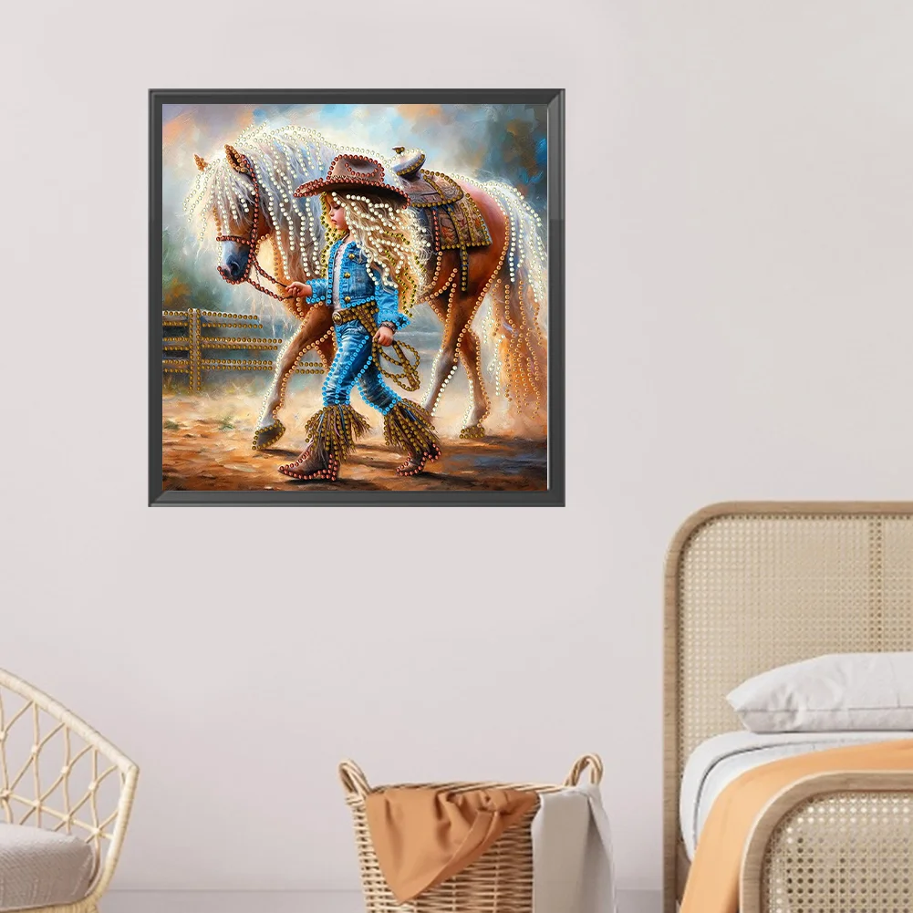 Diamond Painting - Partial Special Shaped Drill - Cowboy Girl(Canvas|30*30cm)