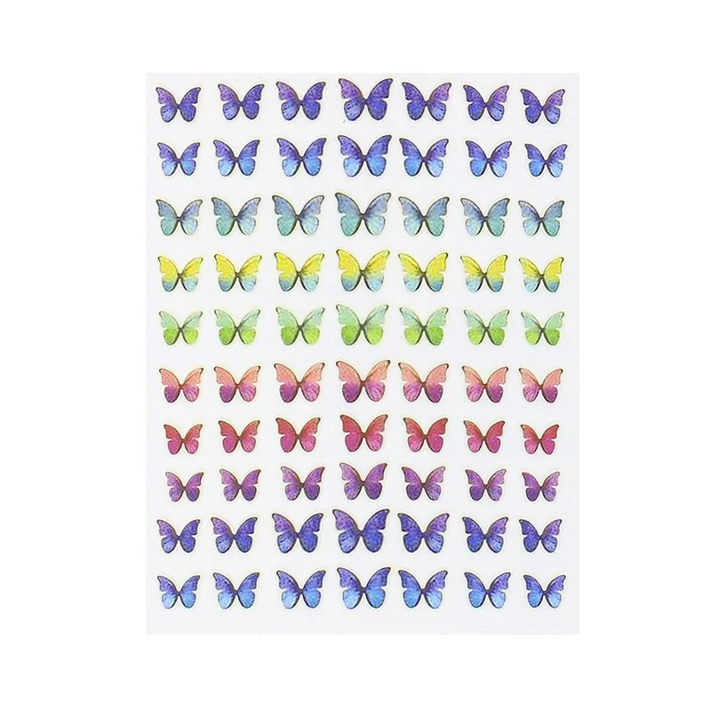 1pc Shiny 3D Butterfly Nail Art Stickers Adhesive Sliders Colorful DIY Golden Nail Transfer Decals Foils Wraps Decorations