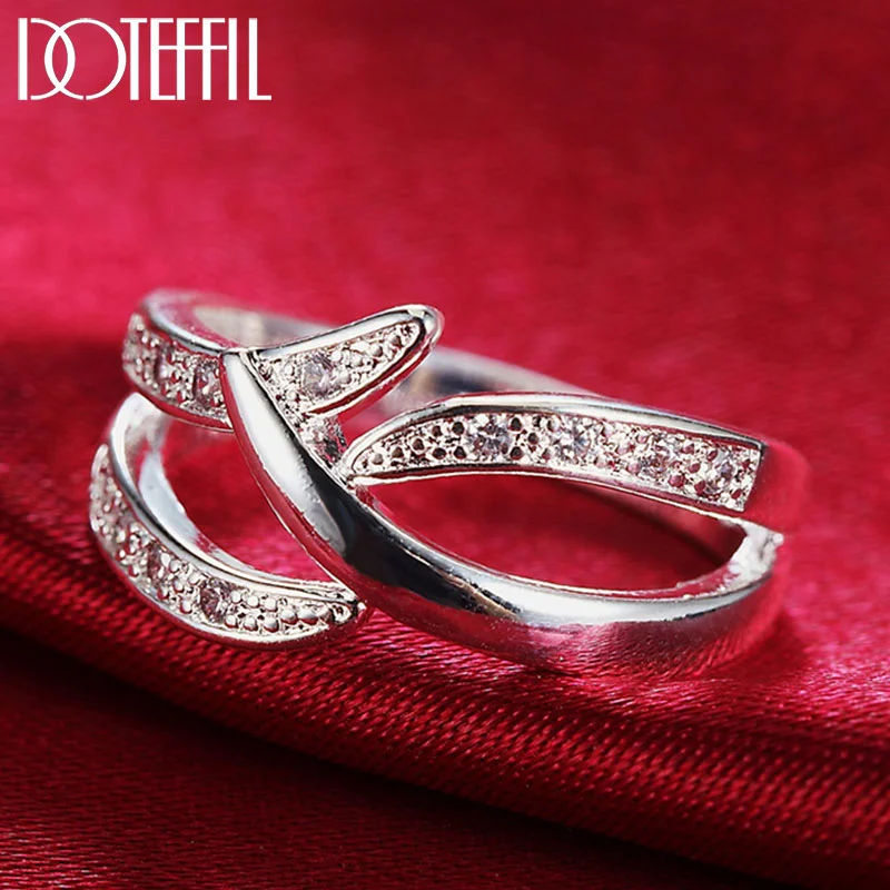 DOTEFFIL 925 Sterling Silver AAA Zircon Ring Classic For Women Jewelry