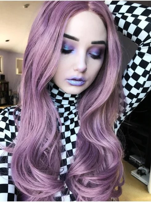 Lila Purple Mixed Color Synthetic Lace Front Wig-elleschic