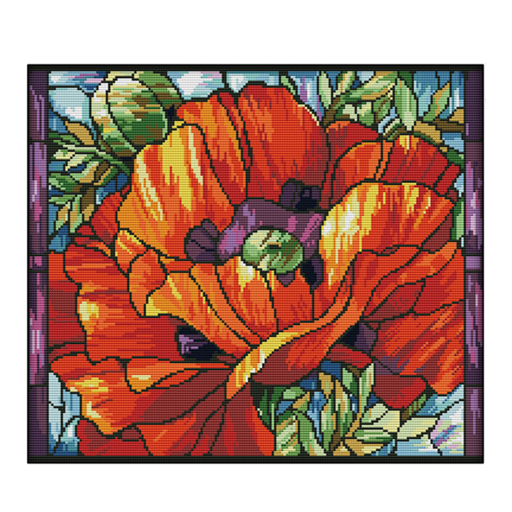 

43*38CM - 14CT Stamped Cross Stitch-Fashion Flowers, 501 Original