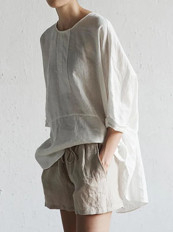 Back Slit Design Short Sleeve Shirt-Mayoulove