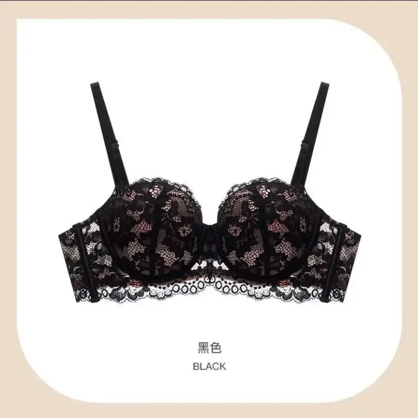 Damokan Women New Half Cup Push Up Soft Lace Bra with Removable Straps Underwear Sexy Beautiful Lingerie Girls Bra White Black Sexy Bra
