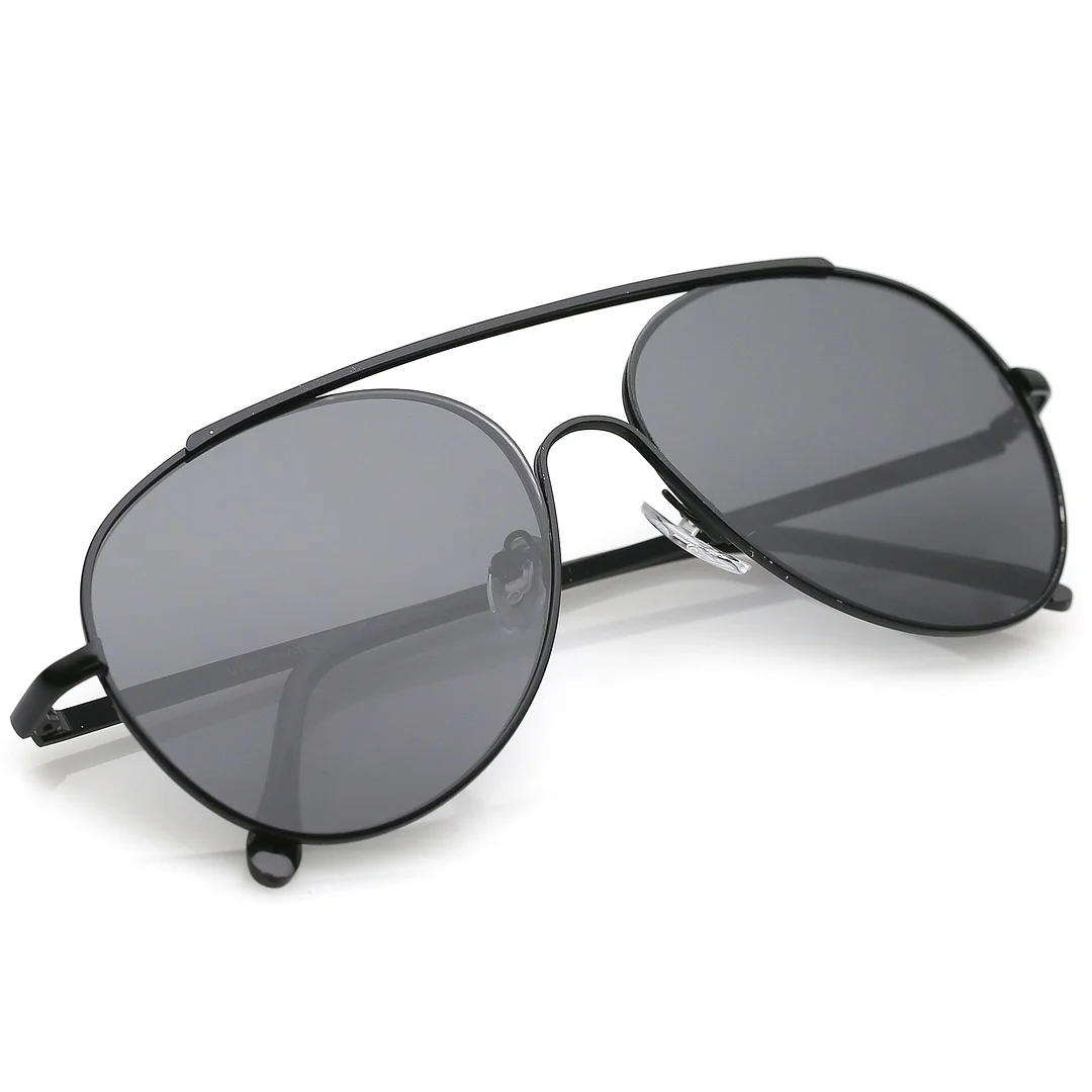 Classic Metal Aviator glasses Crossbar Slim Arms Teardrop Lens 55mm