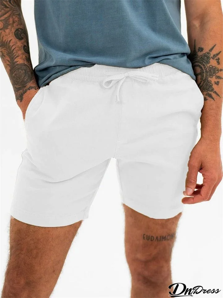 Comfort Sports Beach Pure Color Drawstring Shorts for Men