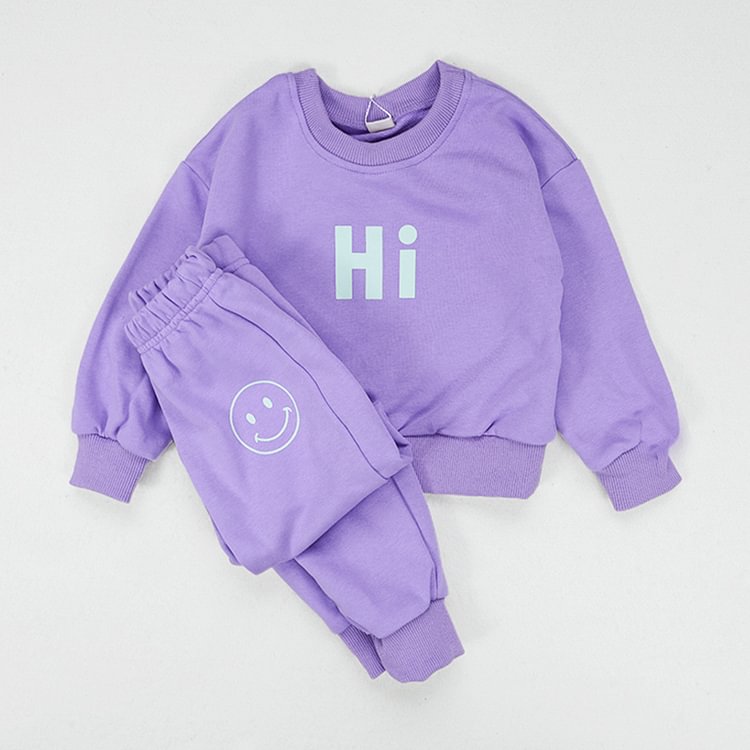 HI Baby Smiley Sweatshirt Pants Set