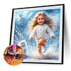40x40cm chat et fille 5d bricolage plein per&ccedil;age rond diamant peinture kit d&eacute;coration int&eacute;rieure