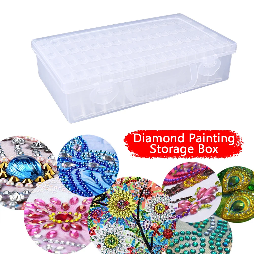 64 Grids Diamond Painting Box Transparent Beads Storage Case Container