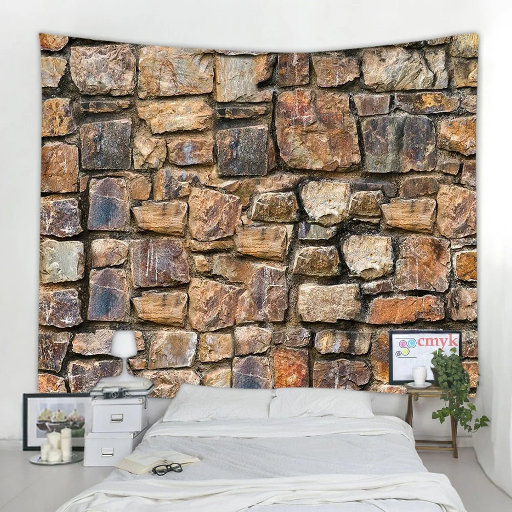 3D Printed Brick Stone Wall Tapestry Hanging Mandala Boho Psychedelic Hippie Tapestry Home Decoration Towel