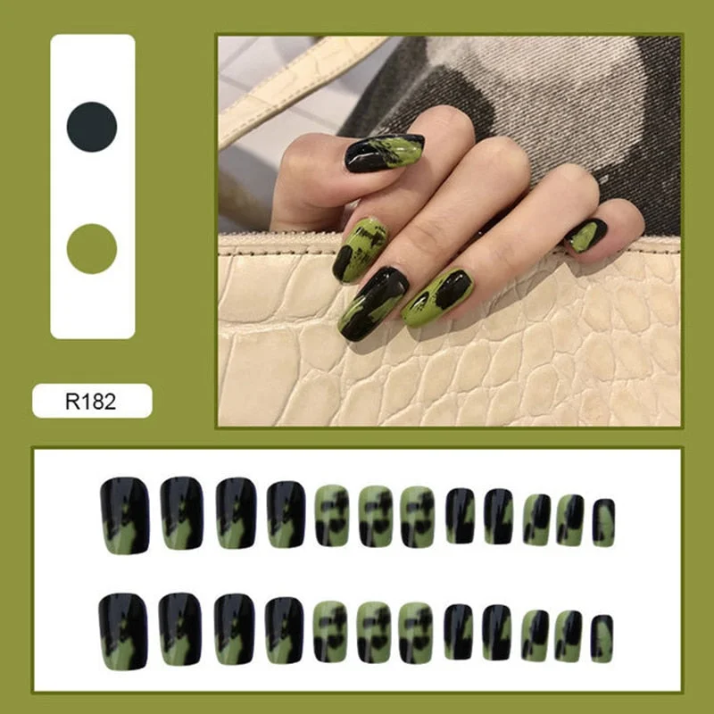 24pcs Multi-type Wear Short Paragraph Long Paragraph Fashion Manicure False Nails Full Cover Wearable Coffin Fake Nail Ballerina-Nail Inspo