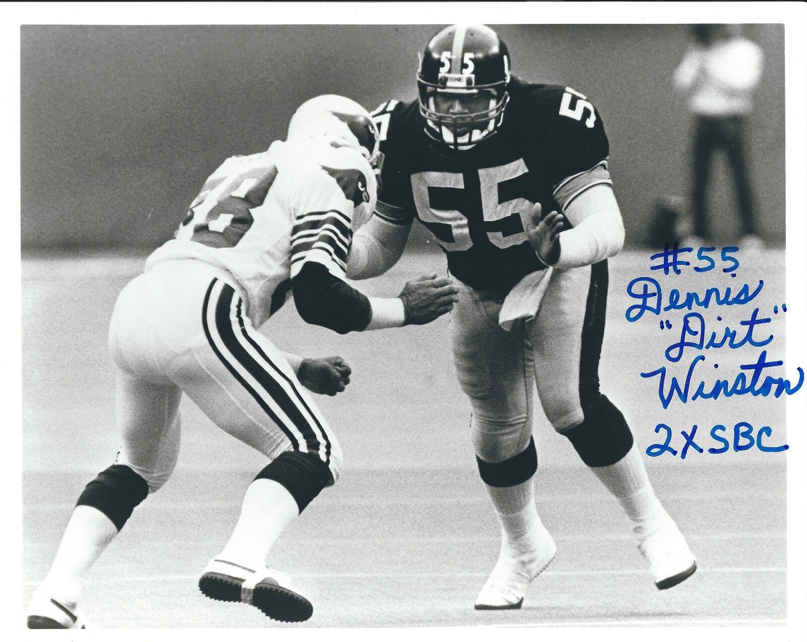 Autographed DENNIS WINSTON 2X SBC Pittsburgh Steelers 8x10 Photo Poster painting w/Show Ticket