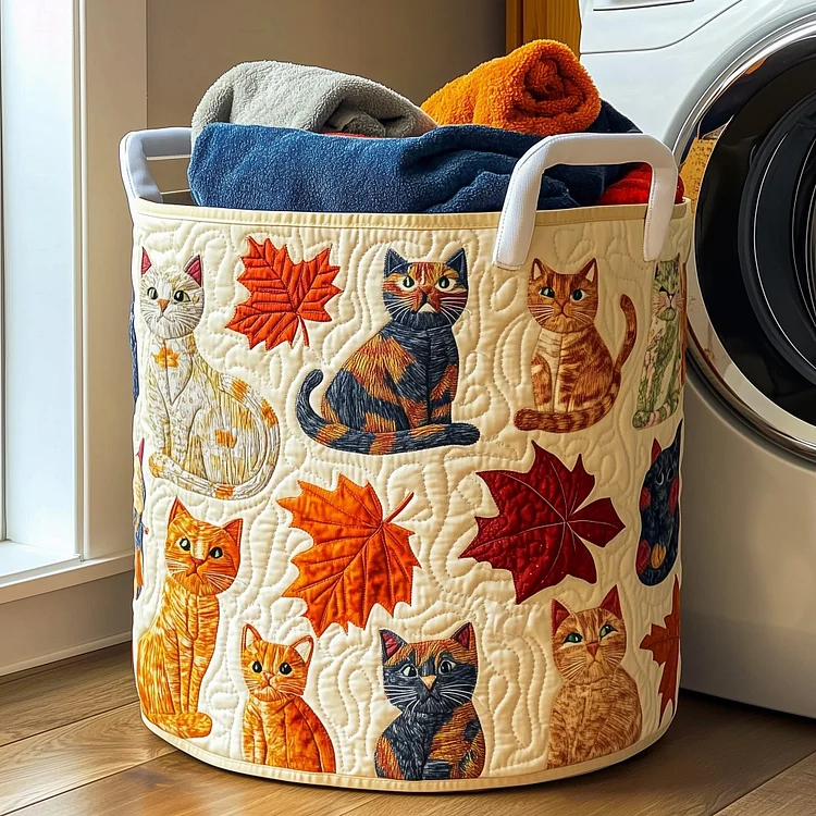 Whimsical Cat Quilted Laundry Basket GFTOTG221