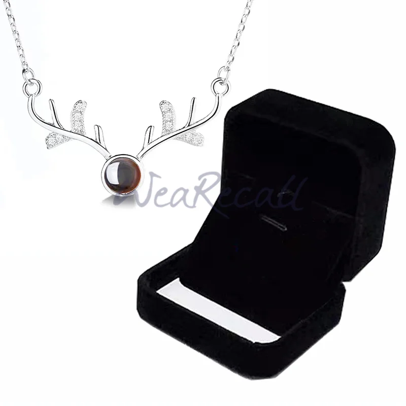 Antlers Projector Picture Custom Personalized Photo Silver Necklace wetirmss