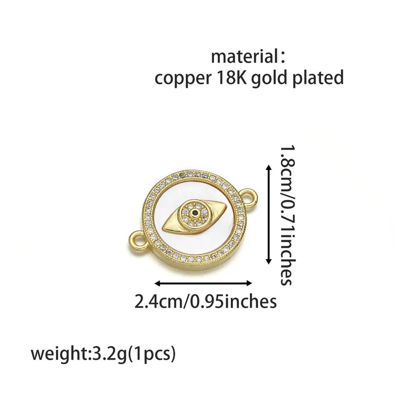 1 Piece 2.2cm*2.5cm 2.4cm*2.9cm Copper Shell Zircon 18K Gold Plated Palm Eye Pendant Jewelry Accessories