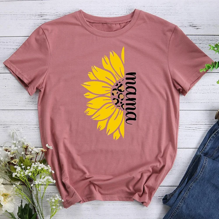 Sunflower Mama Round Neck T-shirt