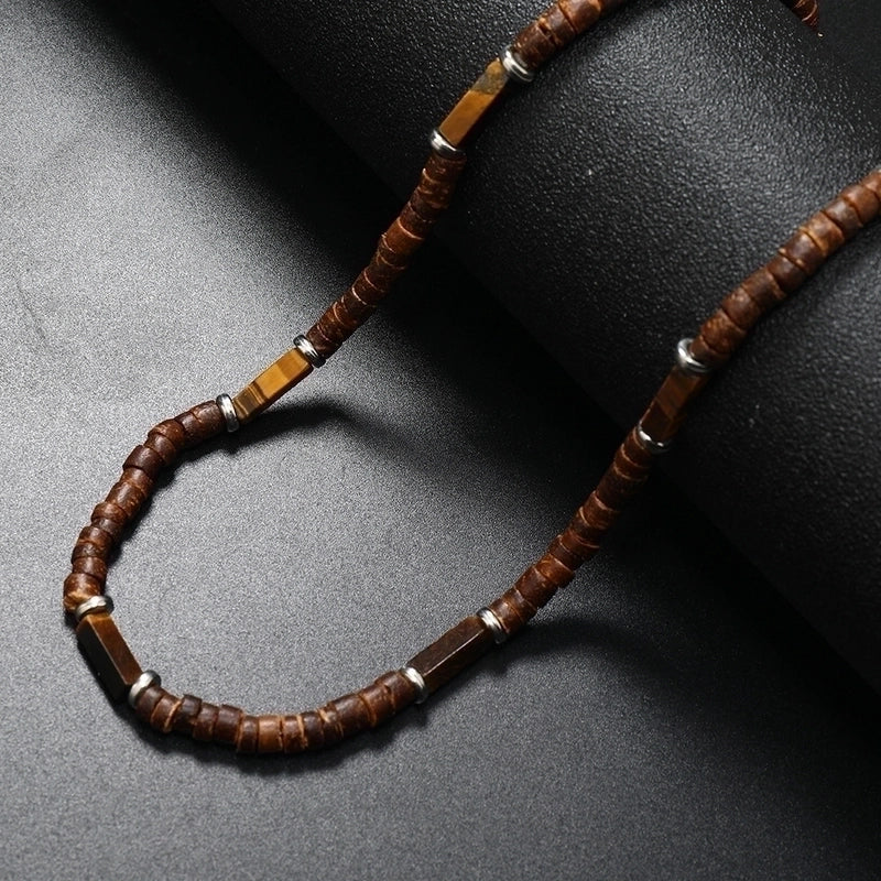 Ethnic Style Geometric Alloy Natural Stone Coconut Shell Beaded Men’s Necklace