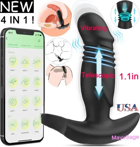 pornhint Pornhint Male Prostate Massager Telescopic Anal Plug Dildo Vibrator Sex Toy for Men Women