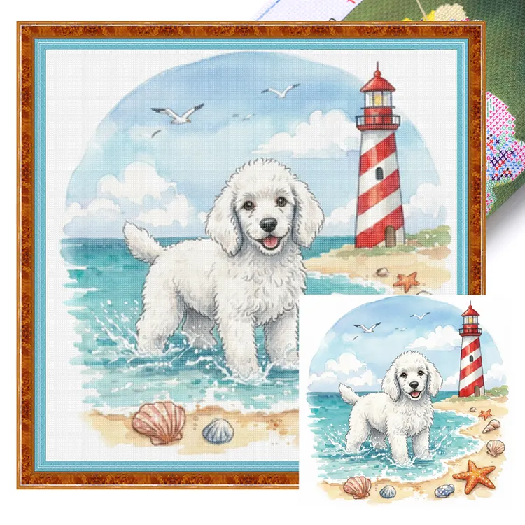 【Huacan Brand】Dog 30*30cm 14CT Stamped Canvas Cross Stitch gbfke