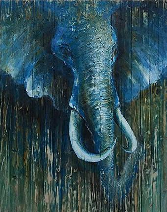 

Blue Elephant on Wood – Paint By Numbers - 40*50CM, 501 Original