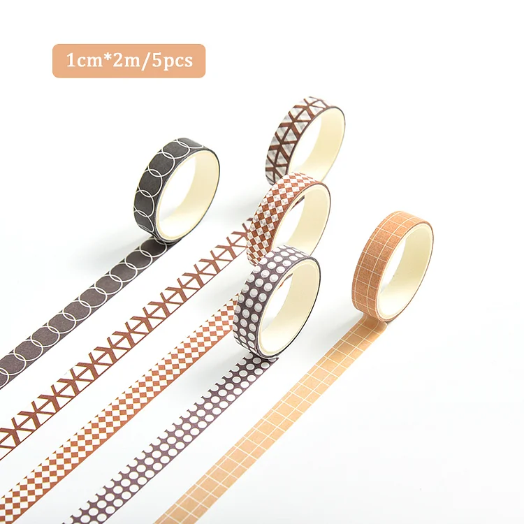 5Pcs Grid Washi Tape Set Basic Masking Tape Scrapbooking