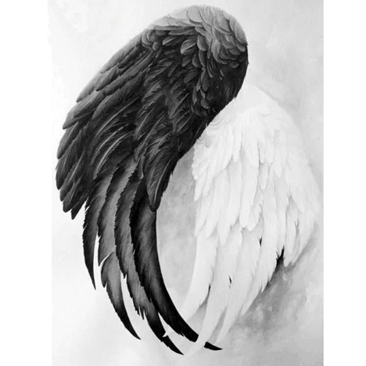 Black+White Wings  Full Round Diamond Painting 30*40CM