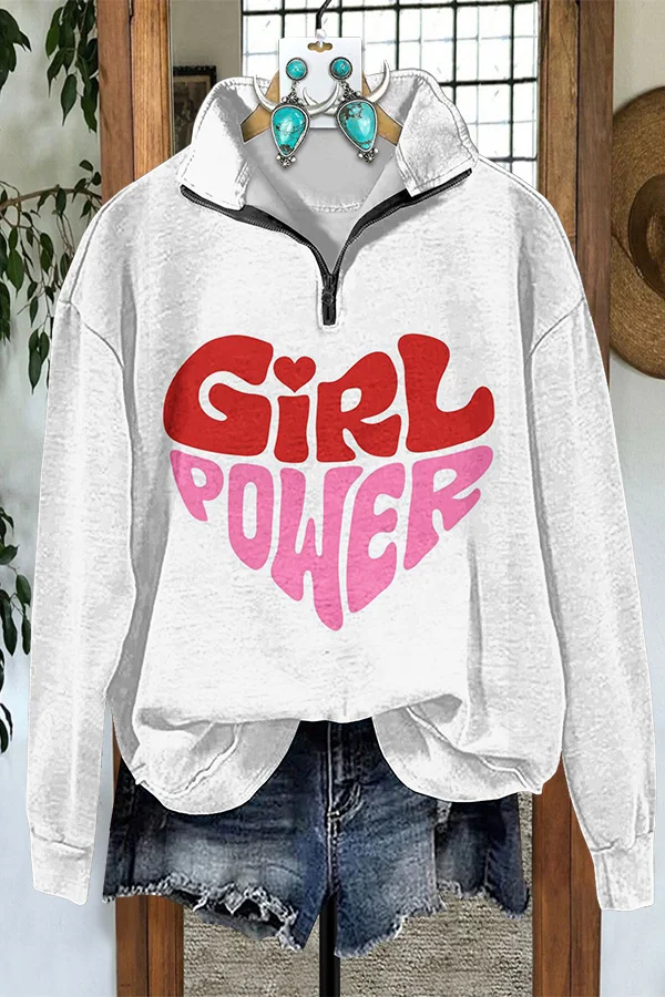 Girl Power Zipper Sweatshirt