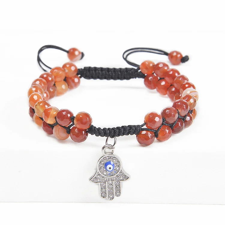 Natural Chakra Hamsa Symbol Bracelet