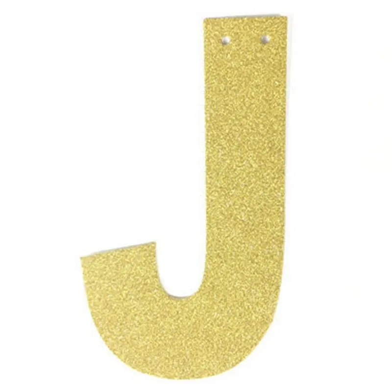 1Pcs/lot 13cm Personalized DIY Gold Glitter Paper Letter Banner Hanging Flags for Wedding Birthday Party Festival Decorations