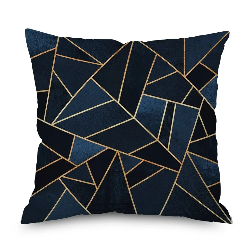 Nordic Marble Geometric Printed Cushion Cover Polyester Throw Pillow Cases for Sofa Car Black Home Decorative Pillowcase 45*45cm