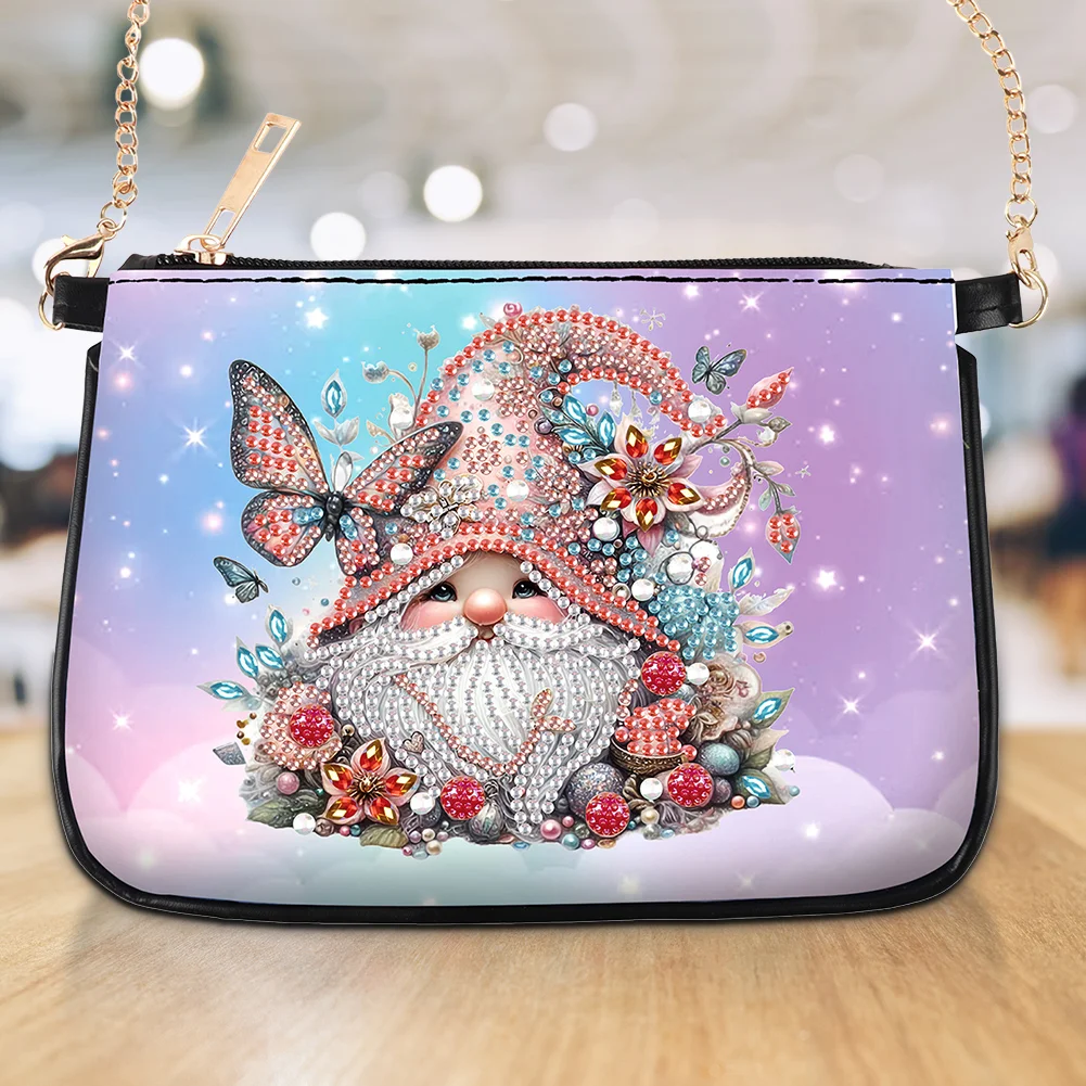 Butterfly Gnome Diamond Painting Coin Chain Purse 5D Diamond Handmade Chain Bag
