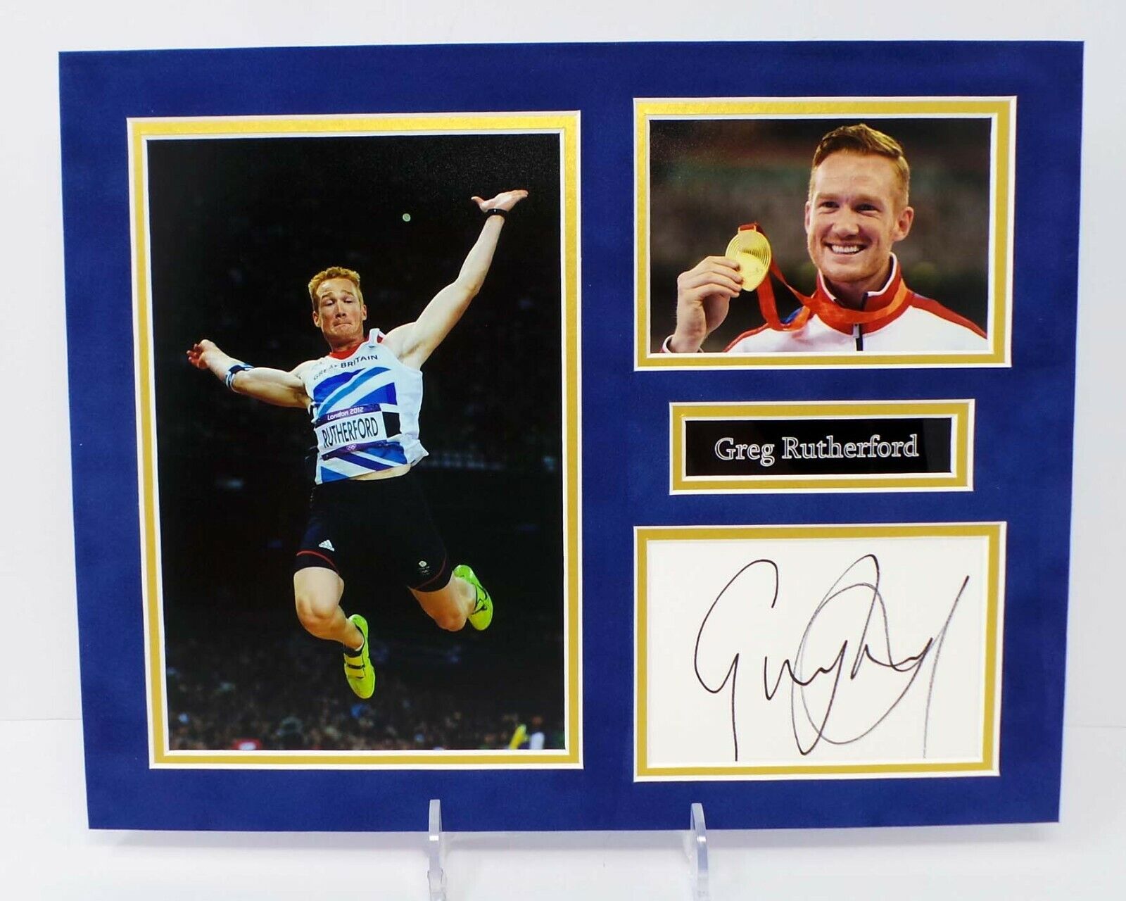 Greg RUTHERFORD Signed Mounted Photo Poster painting Display AFTAL RD COA GB Long Jump Olympic