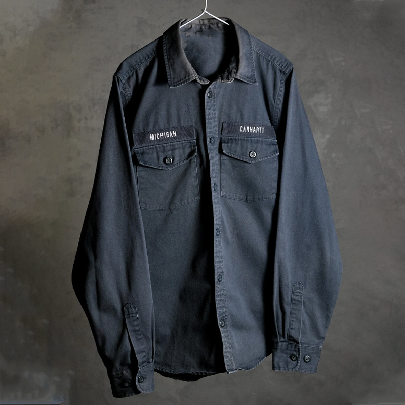 Mens Vintage Solid Blue Cotton Single Breasted Jacket