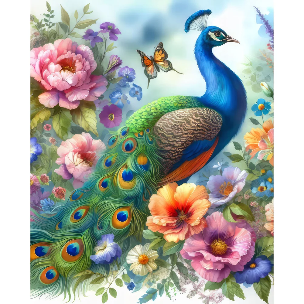 Full Round Diamond Painting - Garden Peacock(Canvas|40*50cm)