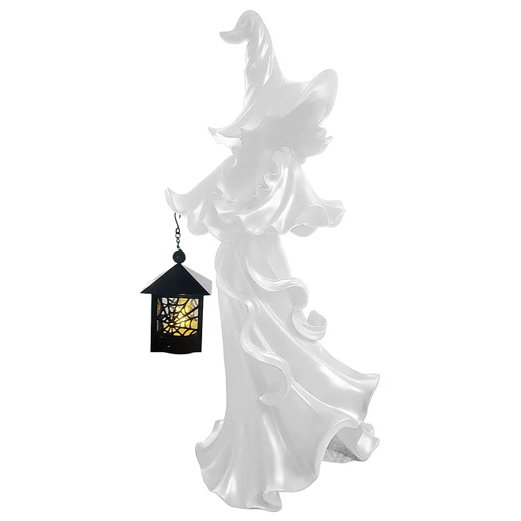 Halloween Witch Ghost Ornament Resin Witch Statue Ghost Sculpture (White) gbfke