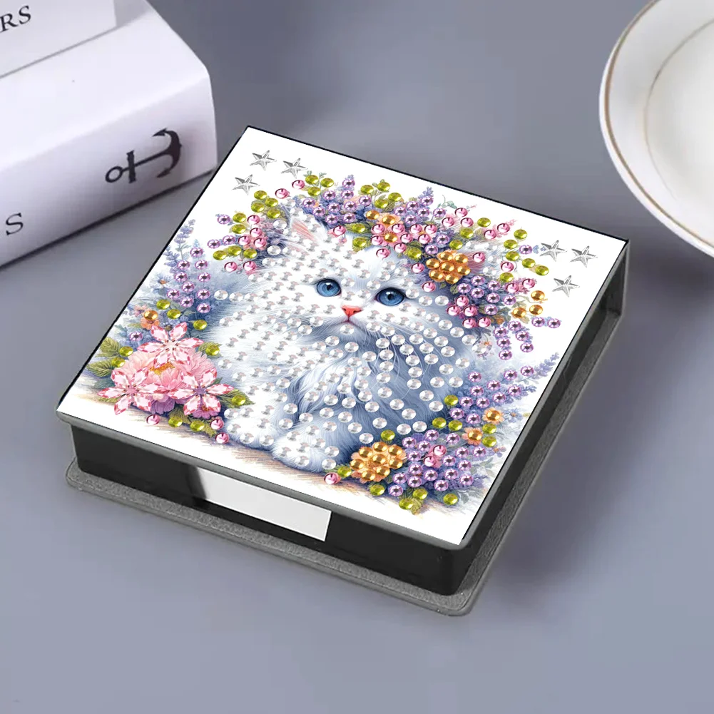DIY Flower Cat Diamond Painting Memo Pad Holder Mosaic Kit for DIY Art Craft