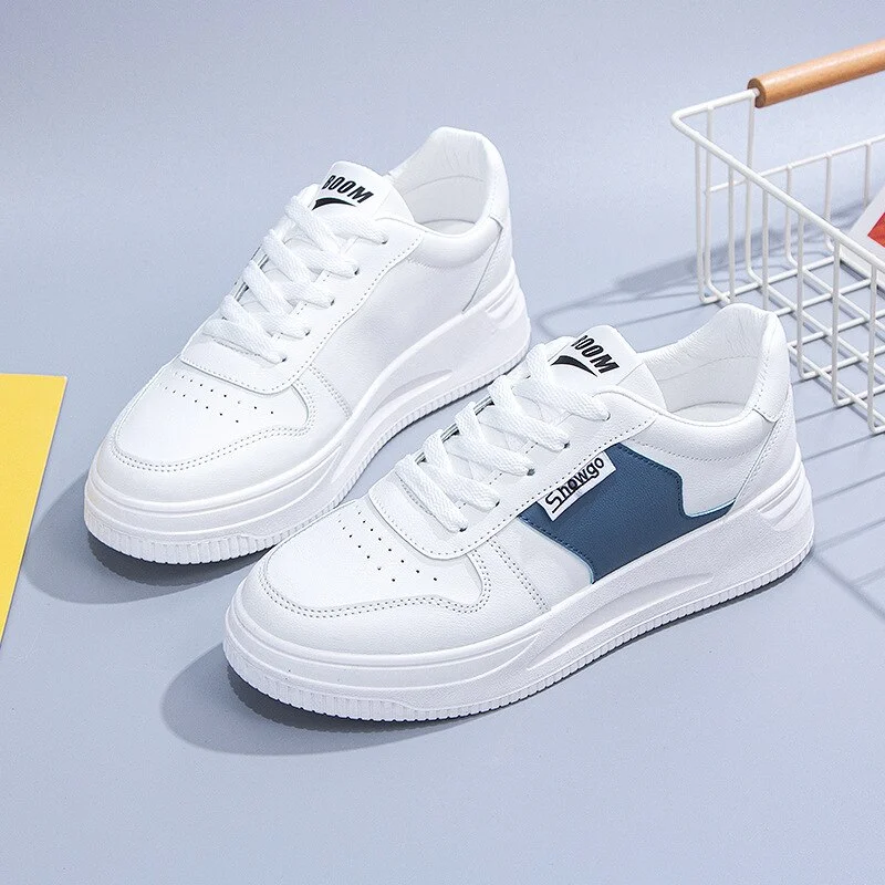 Qengg White Women Shoes 2022 Spring Sport Platform Sheos Korean Breathable Non Slip Sneakers Women Vulcanize Shoes Zapatos De Mujer