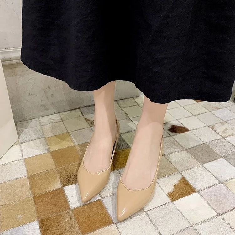 Wongn Wongn Versatile Patent Leather High Heels Fashion Fine Heel Pointed Single Shoes Working Shoes Women's Shoes