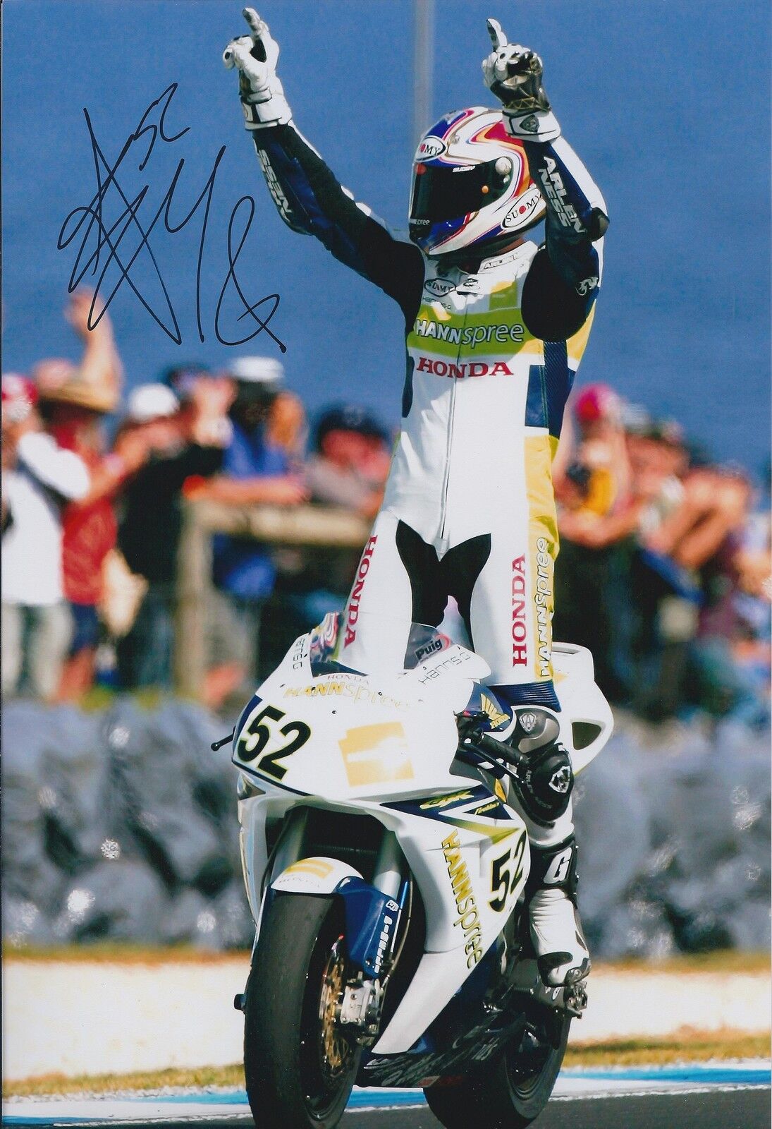 James TOSELAND SIGNED Honda Celebrates WIN 12x8 Photo Poster painting AFTAL COA Autograph