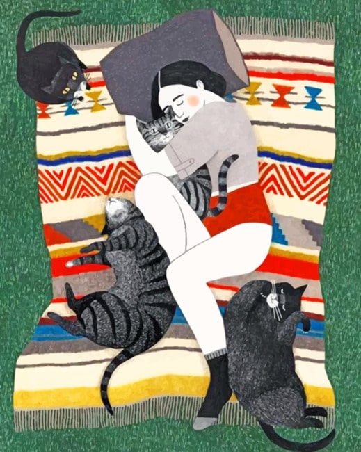 

Girl Sleeping With her Pets – Illustrations Paint By Numbers - 40*50CM, 501 Original