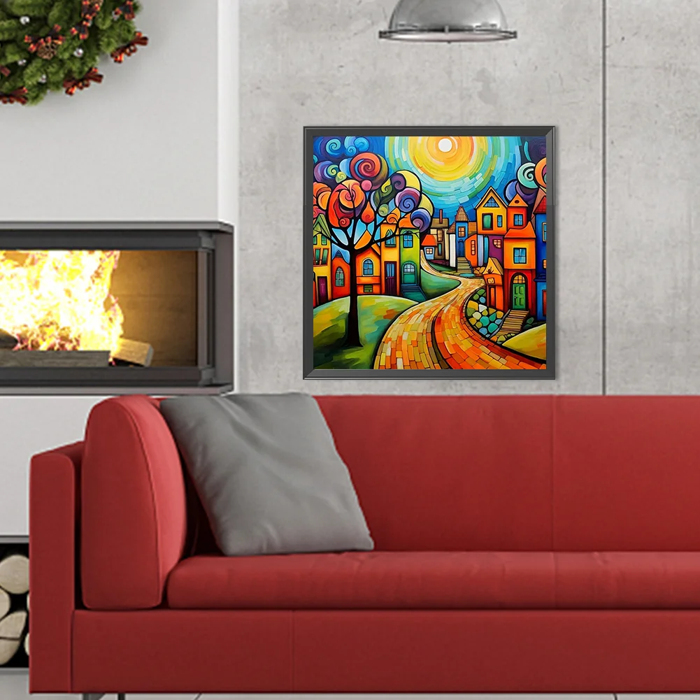 Diamond Painting - Full Round Drill - Colorful House(Canvas|40*40cm)