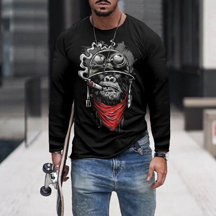 Smoking Gorilla Long Sleeve T-Shirt