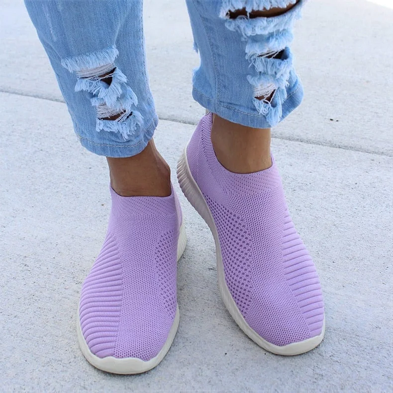 Women Shoes Plus Size 43 Women Vulcanize Shoes Fashion Slip On Sock Shoes Female Mesh White Sneakers Flat Casual Tenis Feminino