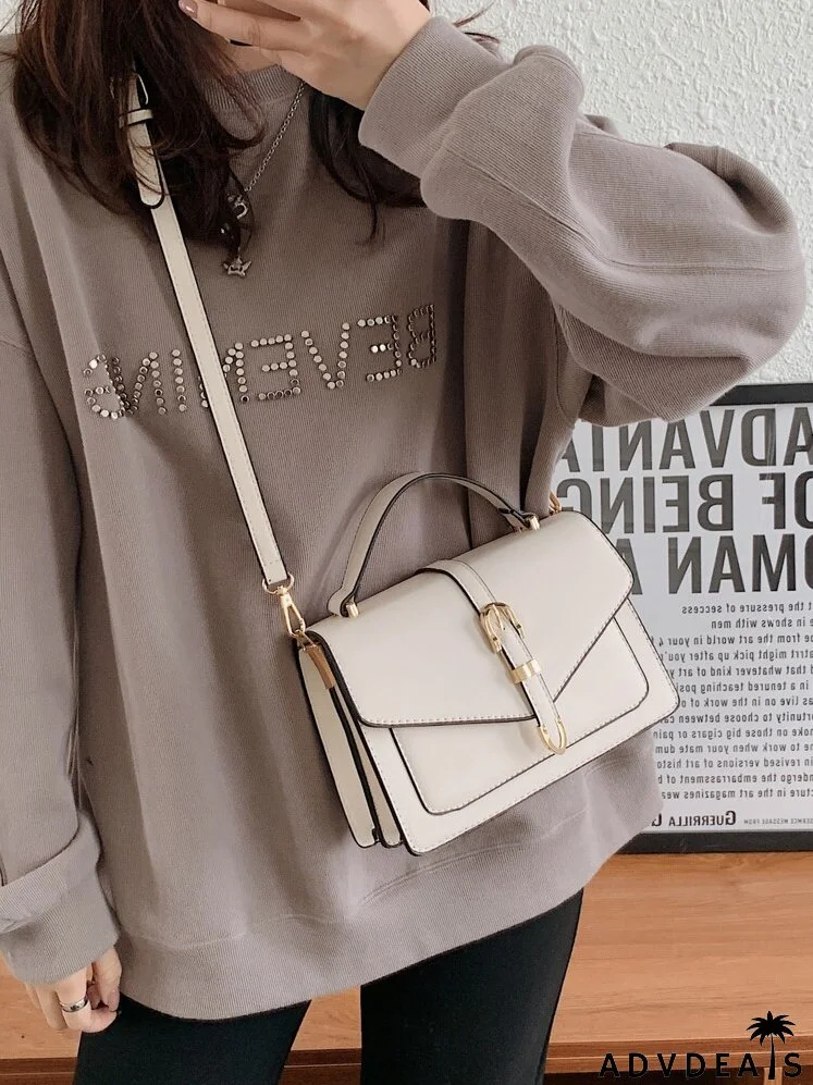 Buckle Detail Flap Square Bag