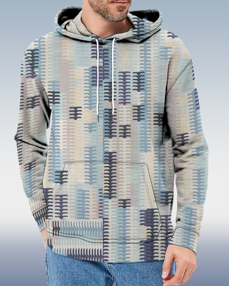 Men's Geometric Colorblock Hoodie 025