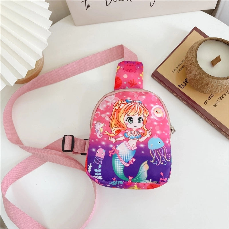 Kid’S Medium Nylon Cartoon Cute Square Zipper Fanny Pack