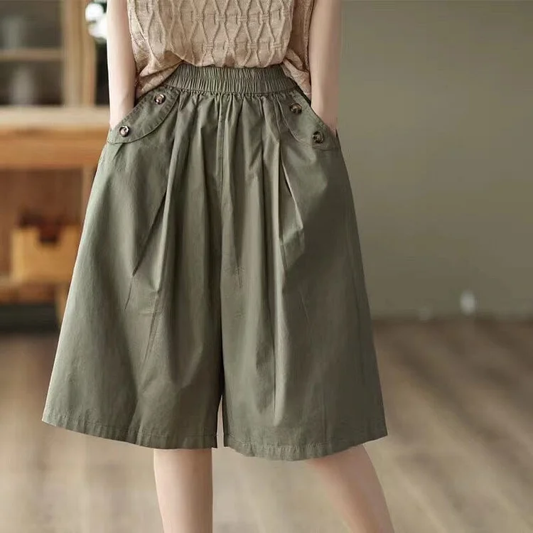 Women Loose Casual Summer Minimalist Cotton Shorts