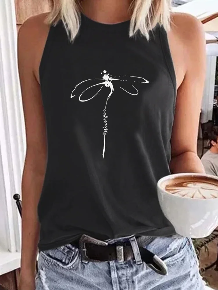 Dragonfly Print Tank Tops