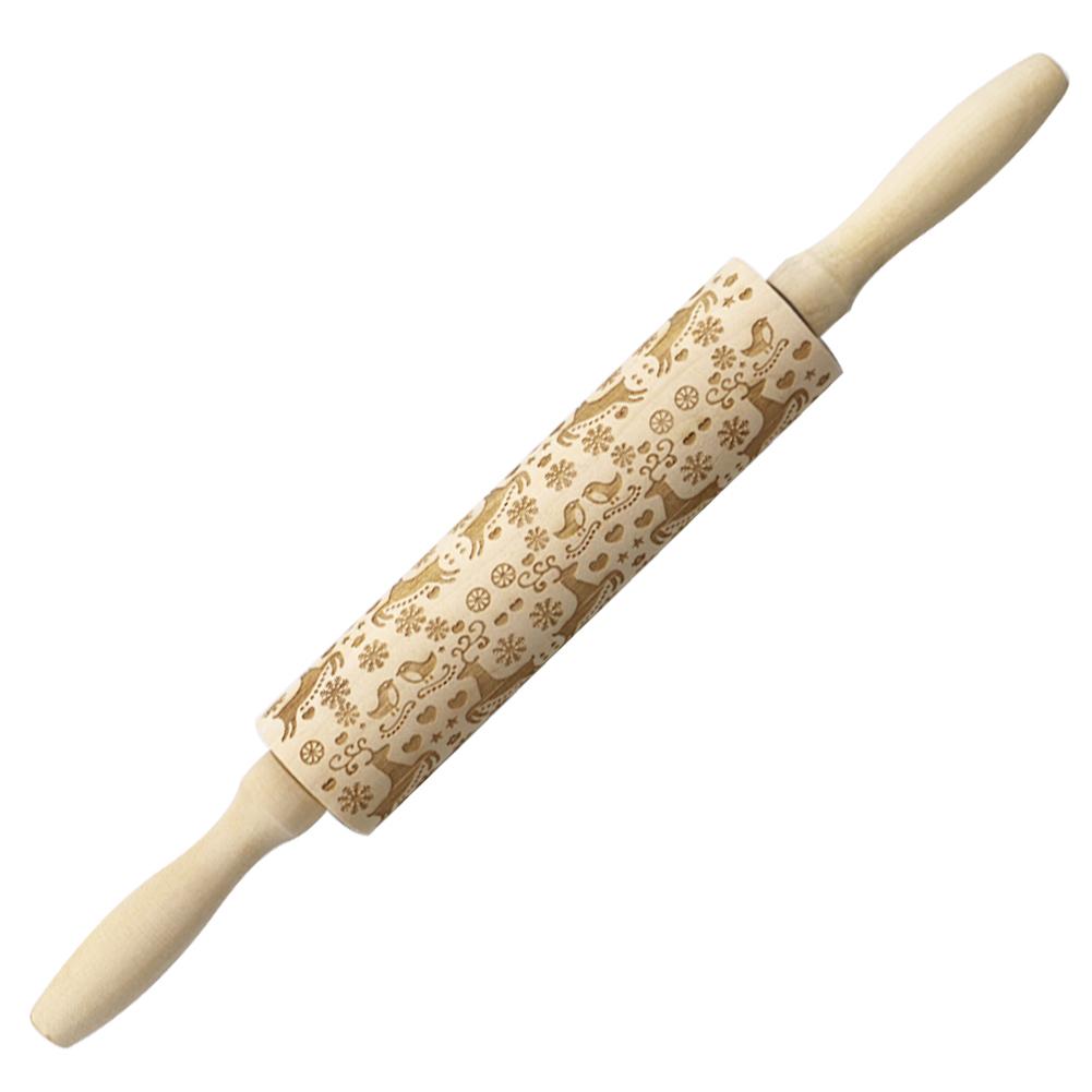 

Christmas Elk Printing Rolling Pin Laser Engraving Embossing Wood Stick (5, 501 Original
